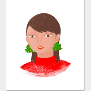 Christmas tree earrings Posters and Art